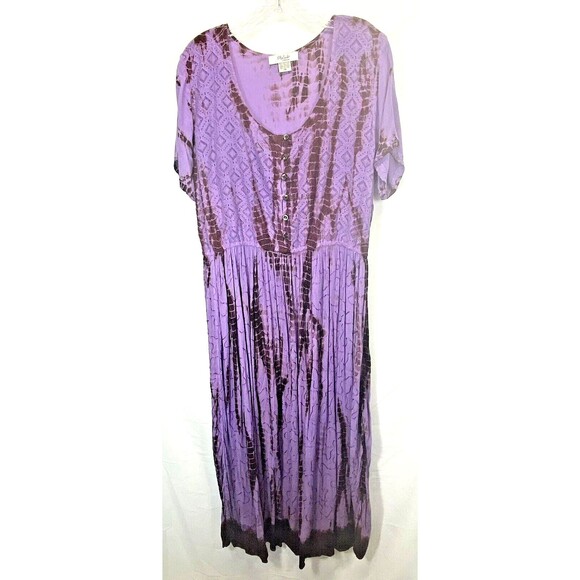 On The Plus Side Making It Big Purple Button Knit Top Embroidered Maxi Dress 1X - Picture 1 of 6